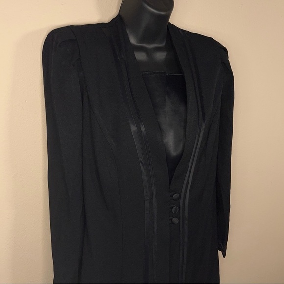 VINTAGE MICHAEL BLAKE 8 PETITE BLACK BLAZER TOP BLOUSE LONG SLEEVE - Picture 6 of 11